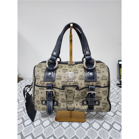 MCM Handbags - MCM PVC Leather Pocket Shoulder Bag Black/Gray
